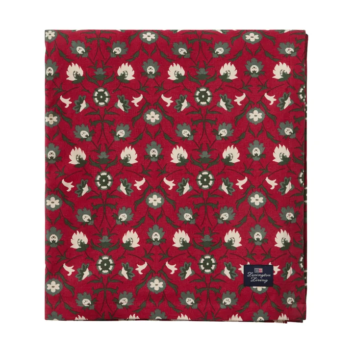 Flower printed οργανικό βαμβάκι τραπεζομάντιλο - Κόκκινο-μπεζ-πράσινο, 150x350 εκ. - Lexington