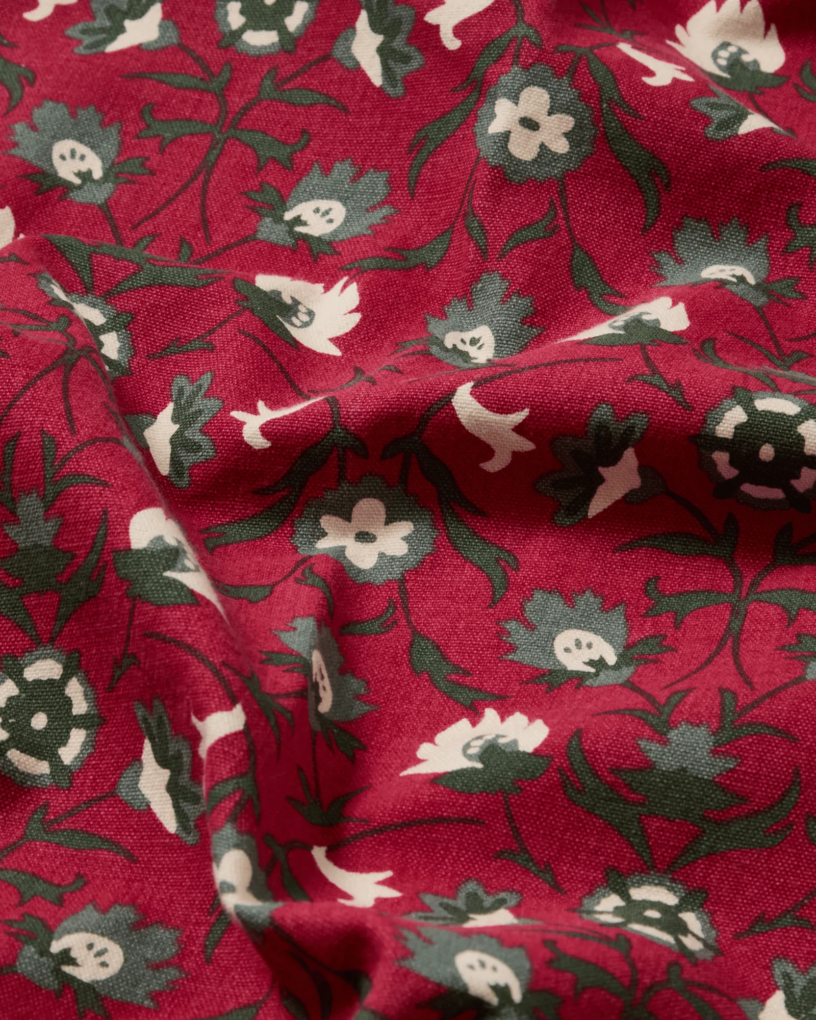 Flower printed οργανικό βαμβάκι τραπεζομάντιλο, Κόκκινο-μπεζ-πράσινο, 150x350 εκ. Lexington