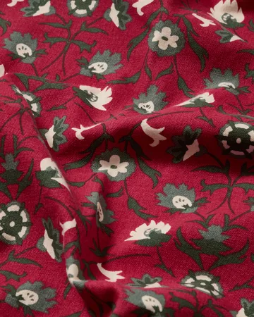 Flower printed οργανικό βαμβάκι τραπεζομάντιλο - Κόκκινο-μπεζ-πράσινο, 150x350 εκ. - Lexington