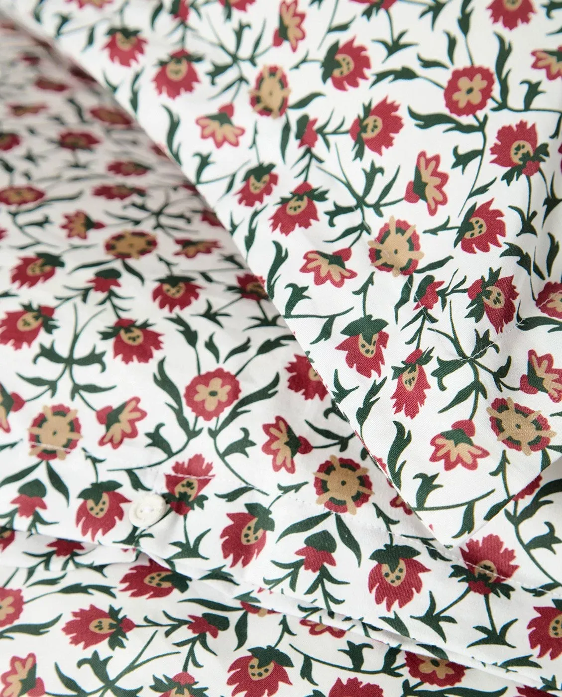 Flower printed cotton sateen σετ κρεβατοκάμαρας, Λευκό-κόκκινο-πράσινο-μπεζ, 50x60 εκ./150x210 εκ. Lexington