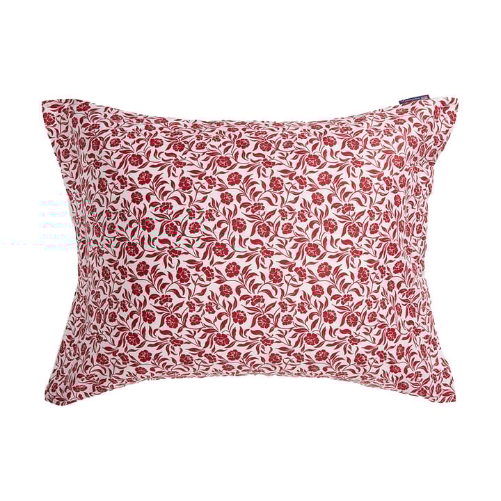 Μαξιλαροθήκη από σατέν Flower printed cotton sateen 50x60 εκ. - Λευκό-κόκκινο - Lexington