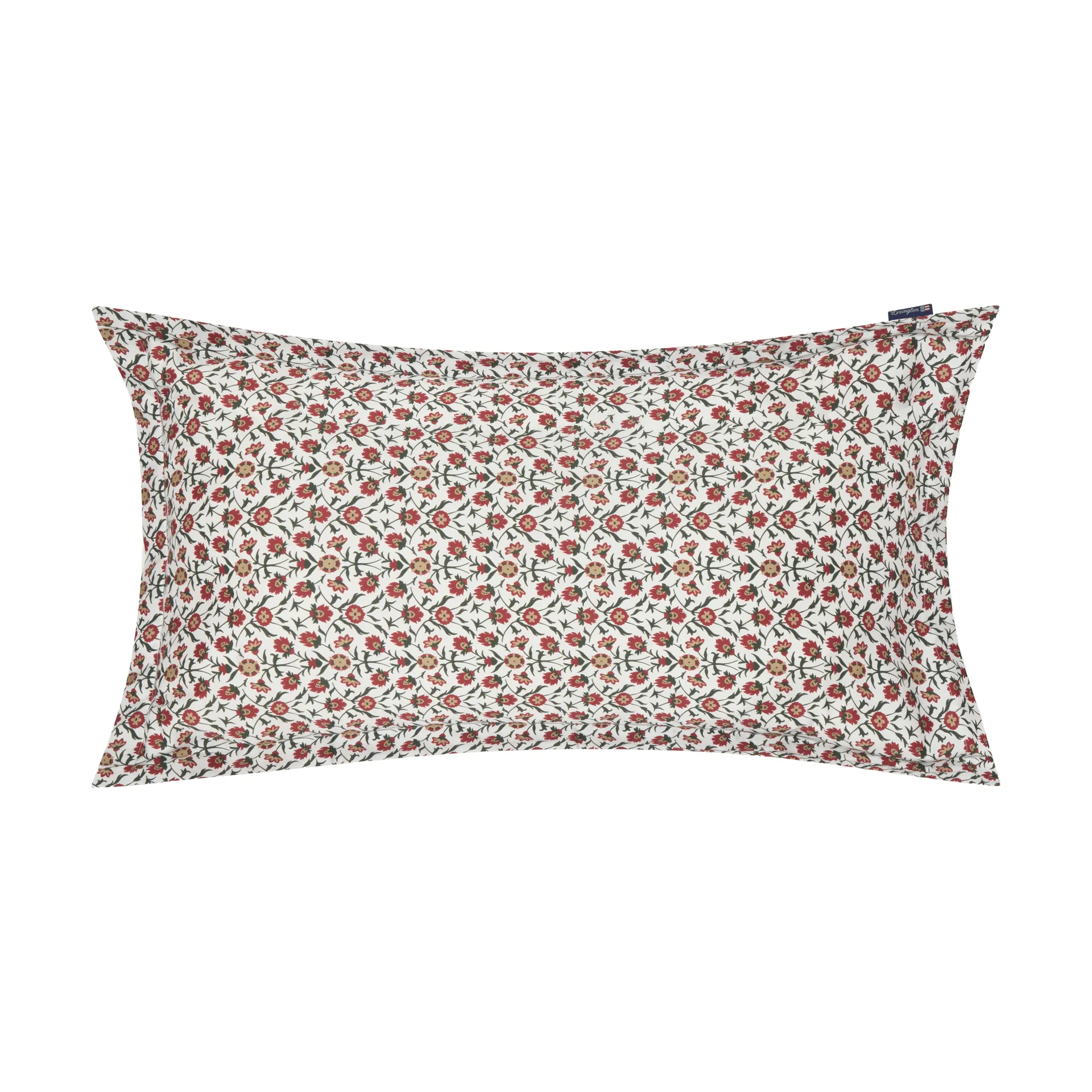 Flower printed cotton sateen μαξιλαροθήκη 50x90 εκ., Λευκό-κόκκινο-πράσινο-μπεζ Lexington