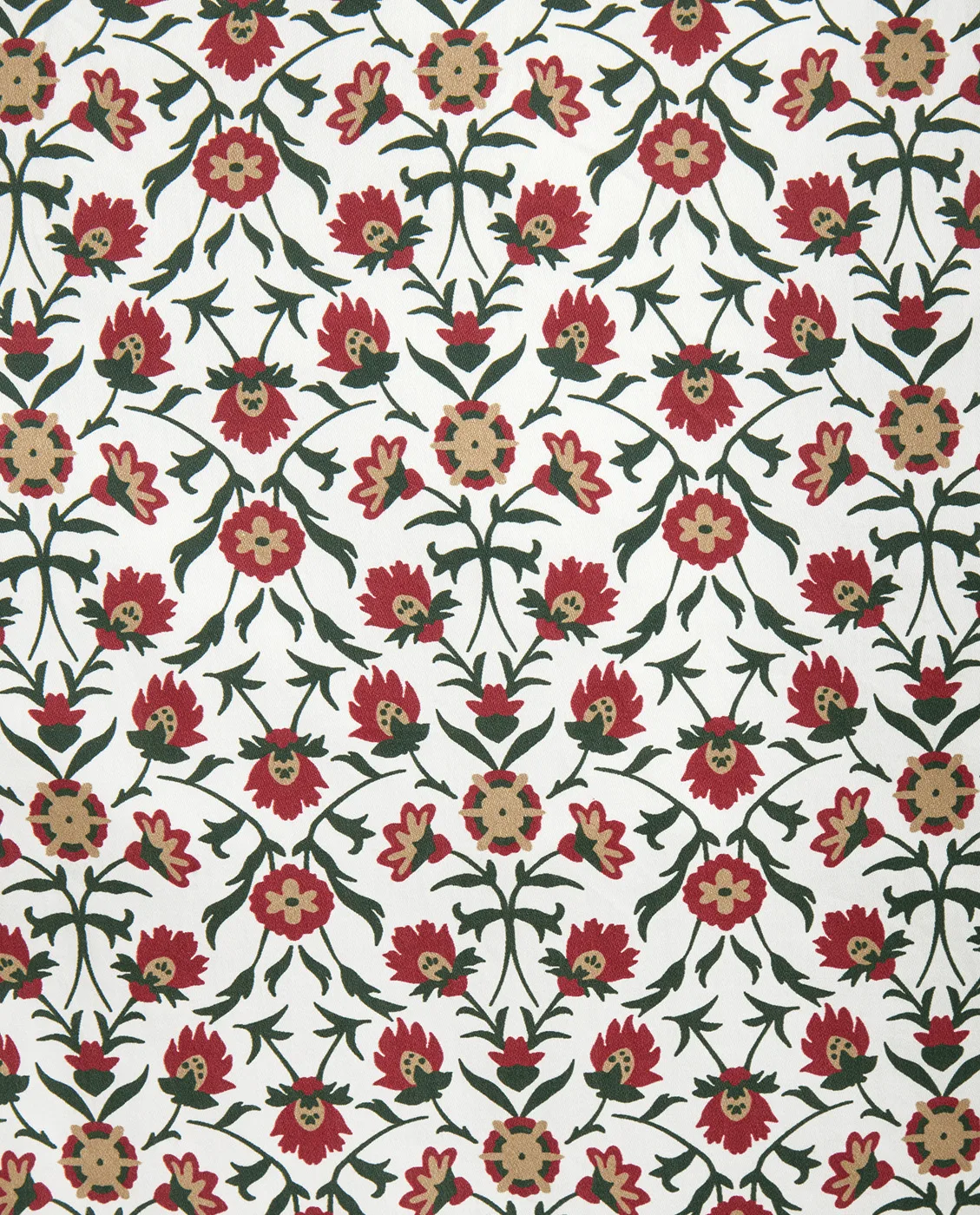 Flower printed cotton sateen μαξιλαροθήκη 50x90 εκ., Λευκό-κόκκινο-πράσινο-μπεζ Lexington