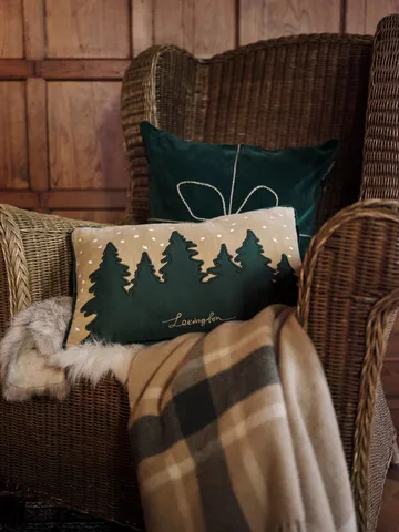 Κουβέρτα Frame checked recycled 130x170 εκ. - Μπεζ-πράσινο - Lexington