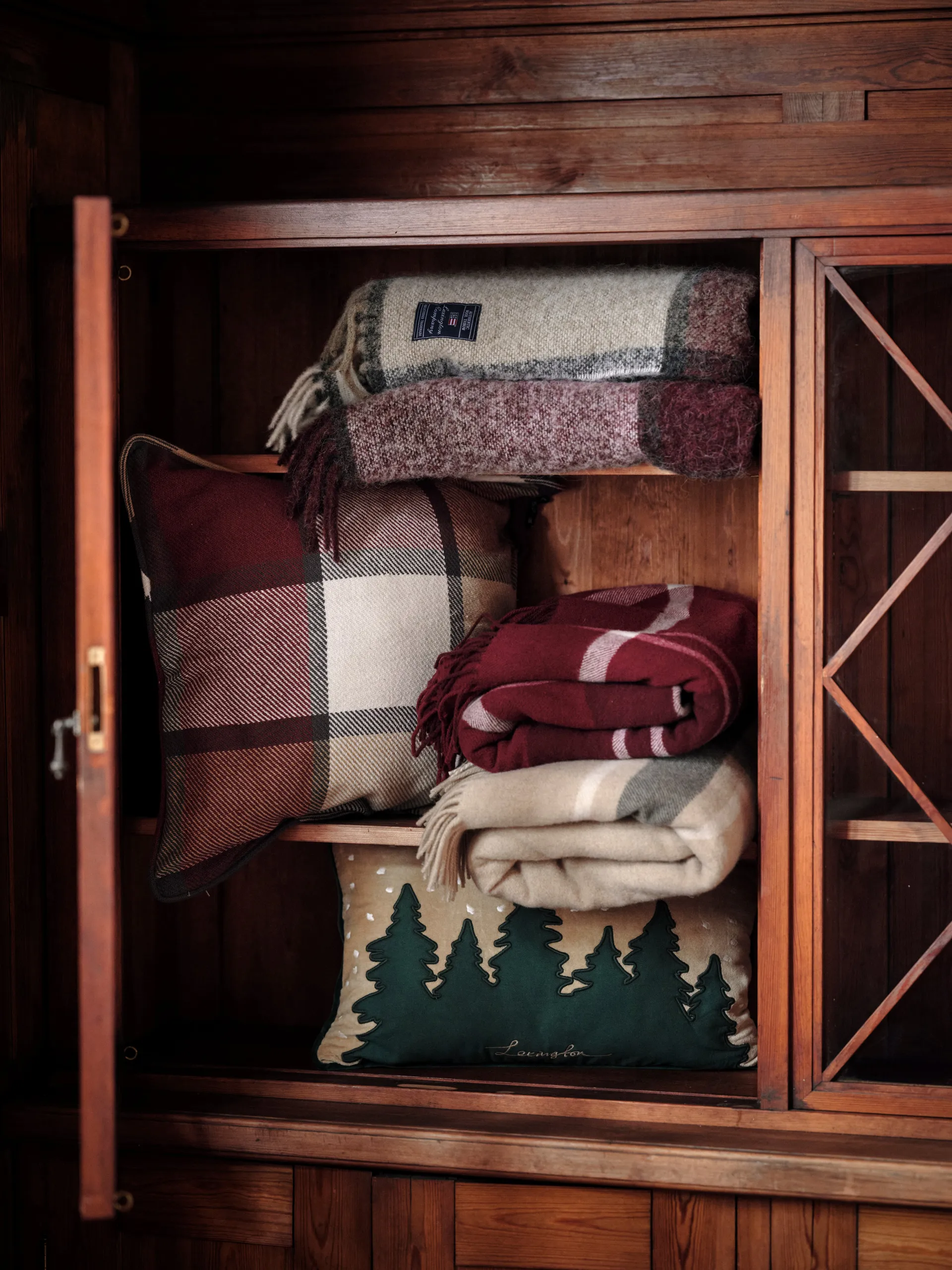 Κουβέρτα Frame checked recycled 130x170 εκ., Μπεζ-πράσινο Lexington