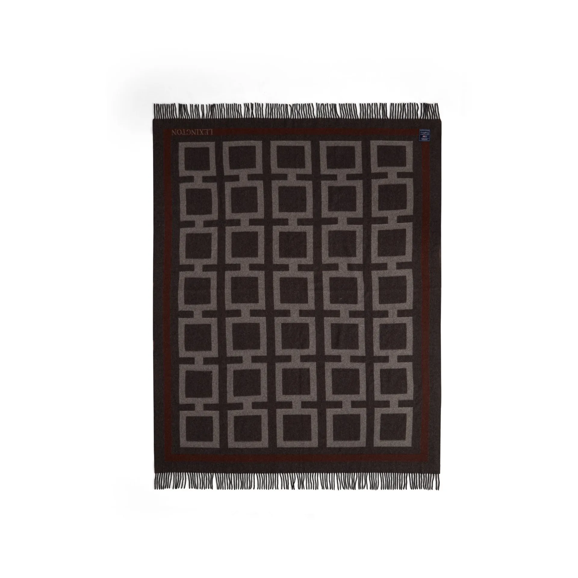Κουβέρτα από ανακυκλωμένο μαλλί Graphic 130x170 εκ, Dark grey-white-brown Lexington
