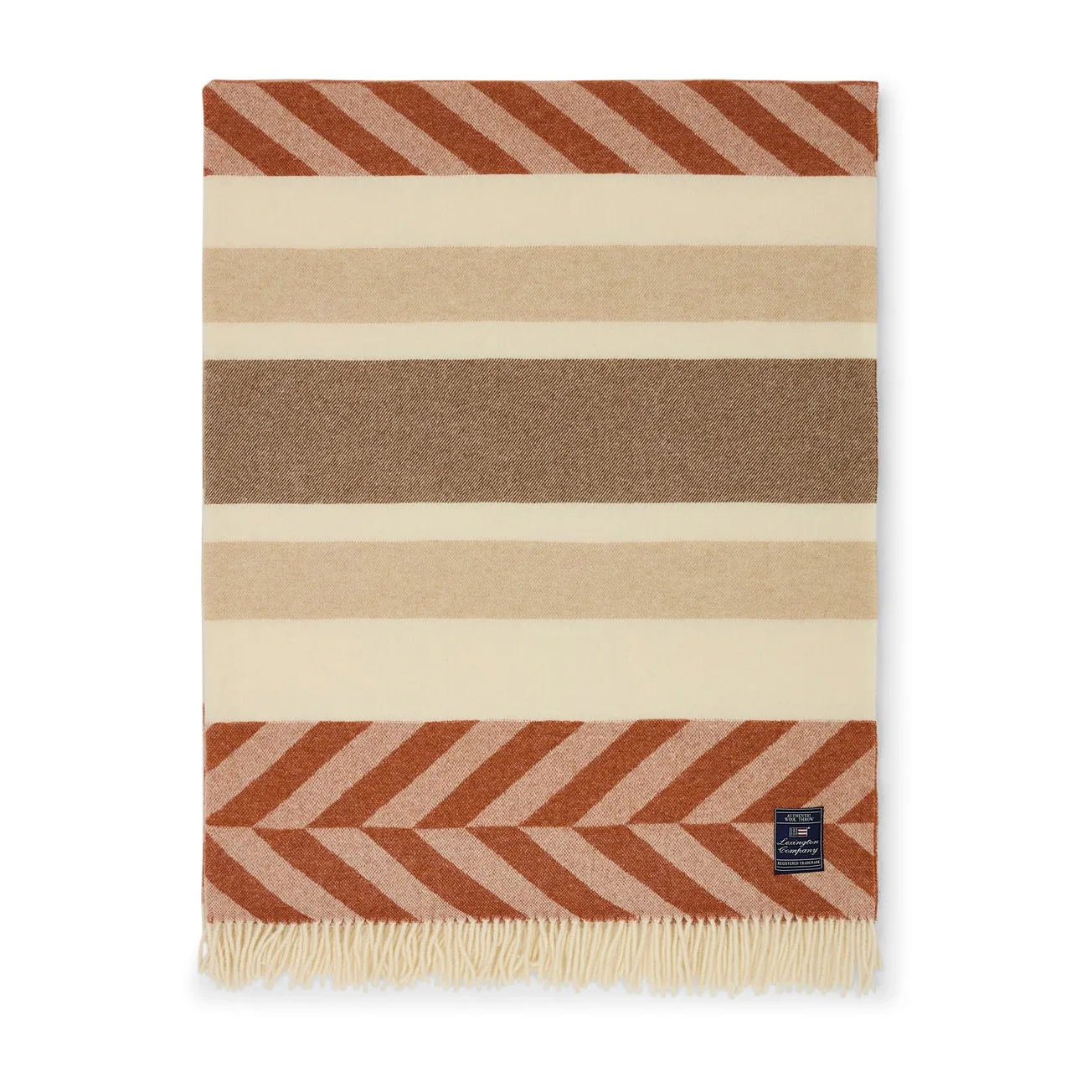 Herringbone ριγέ ριχτάρι από ανακυκλωμένο μαλλί 130x170 cm, Χαλκός-καφέ Lexington