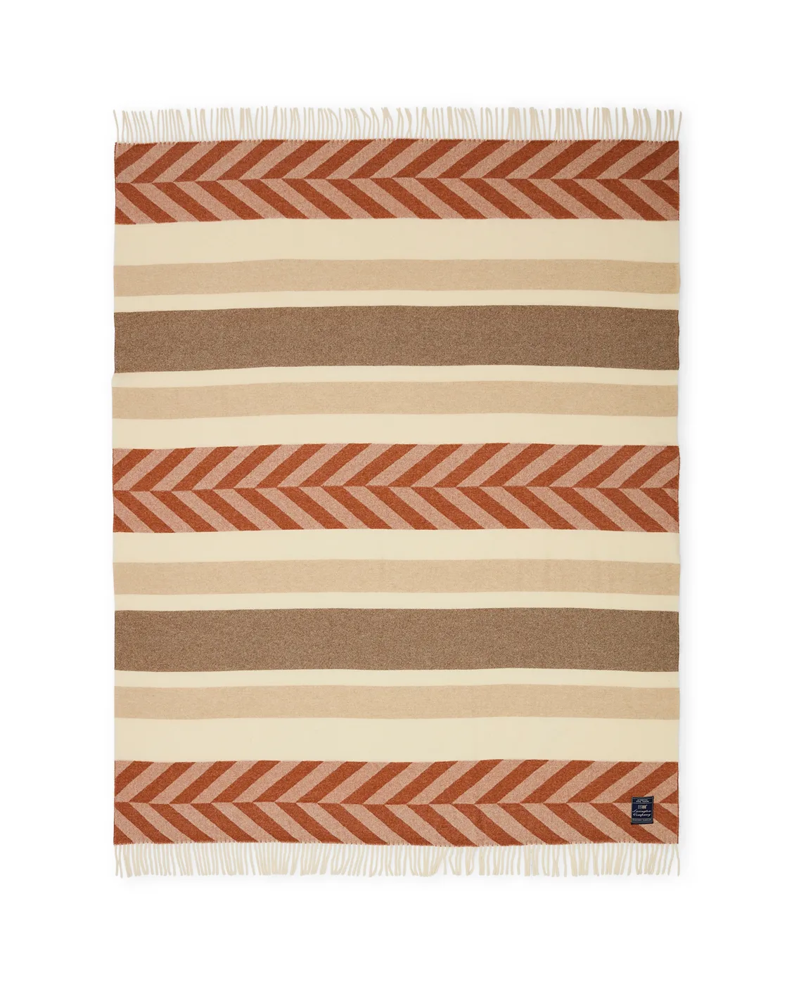 Herringbone ριγέ ριχτάρι από ανακυκλωμένο μαλλί 130x170 cm, Χαλκός-καφέ Lexington