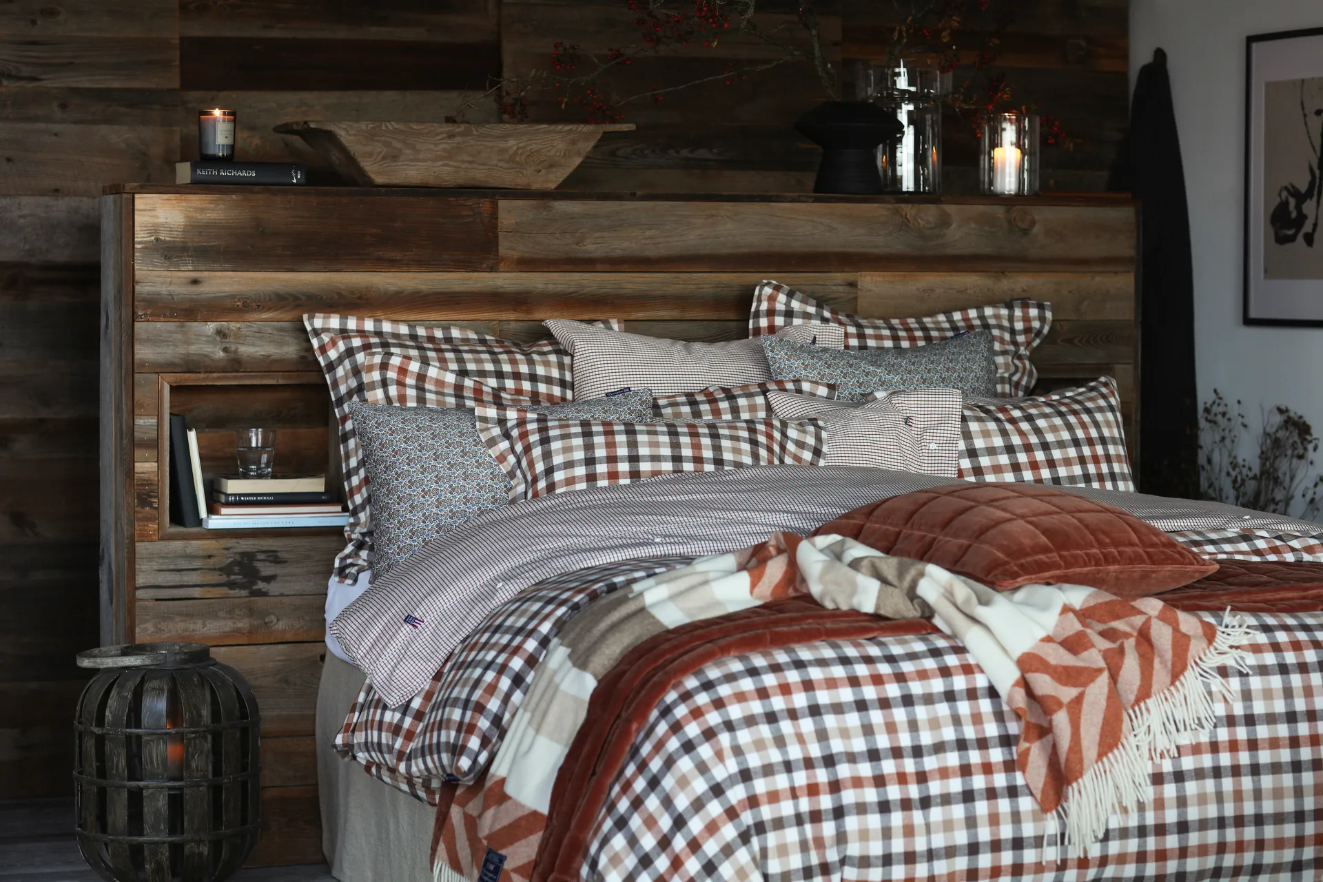 Herringbone ριγέ ριχτάρι από ανακυκλωμένο μαλλί 130x170 cm, Χαλκός-καφέ Lexington