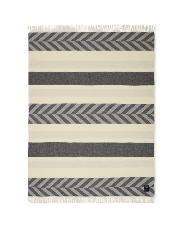Herringbone ριγέ ριχτάρι από ανακυκλωμένο μαλλί 130x170 cm, Γκρι-υπόλευκο Lexington