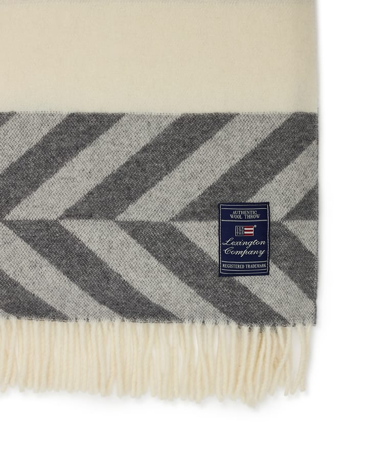 Herringbone ριγέ ριχτάρι από ανακυκλωμένο μαλλί 130x170 cm, Γκρι-υπόλευκο Lexington