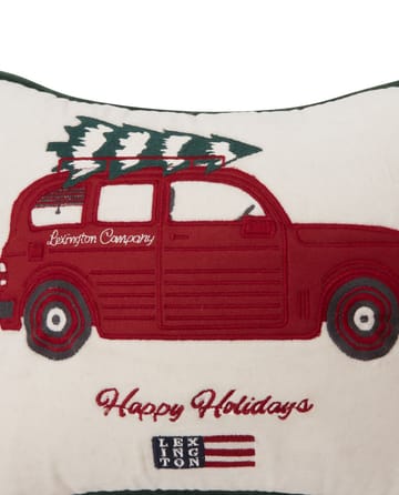 Holiday Car Organic Cotton Velvet Μαξιλάρι, 30x40 εκ - Λευκό-κόκκινο multi - Lexington