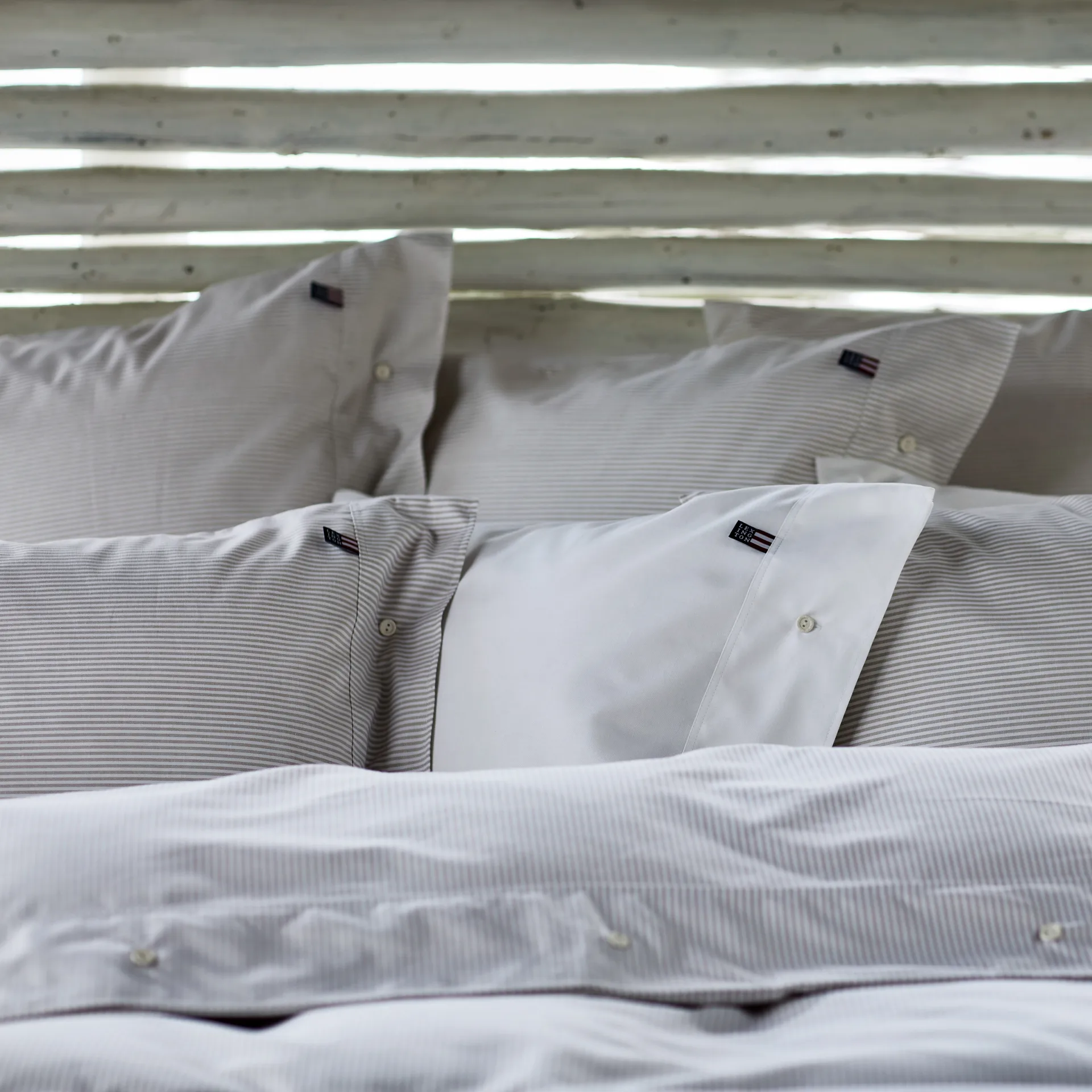 Icons Pin Point παπλωματοθήκη 220x220 cm, μπεζ-λευκό Lexington