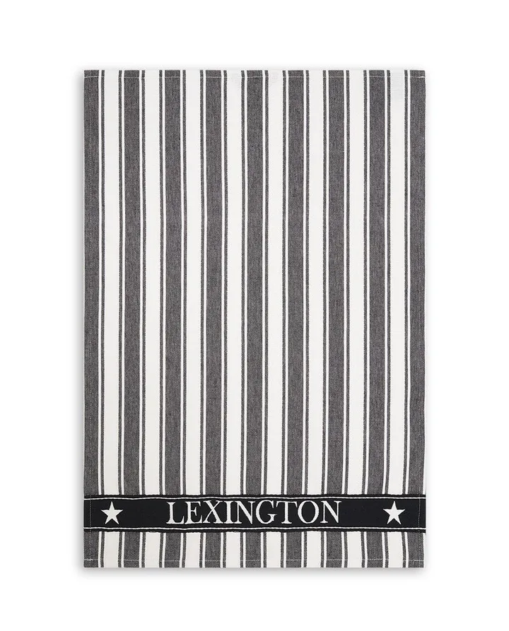 Icons Striped πετσέτα κουζίνας Waffle 50x70 εκ. - Μαύρο-λευκό - Lexington