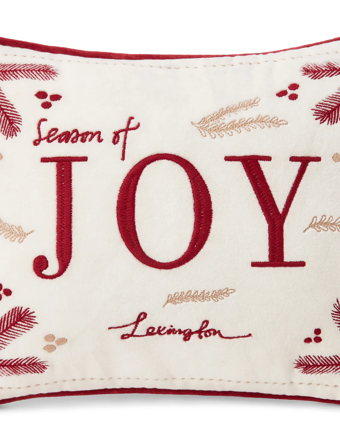 Μαξιλάρι Joy organic cotton velvet 30x40 εκ., Λευκό-κόκκινο Lexington
