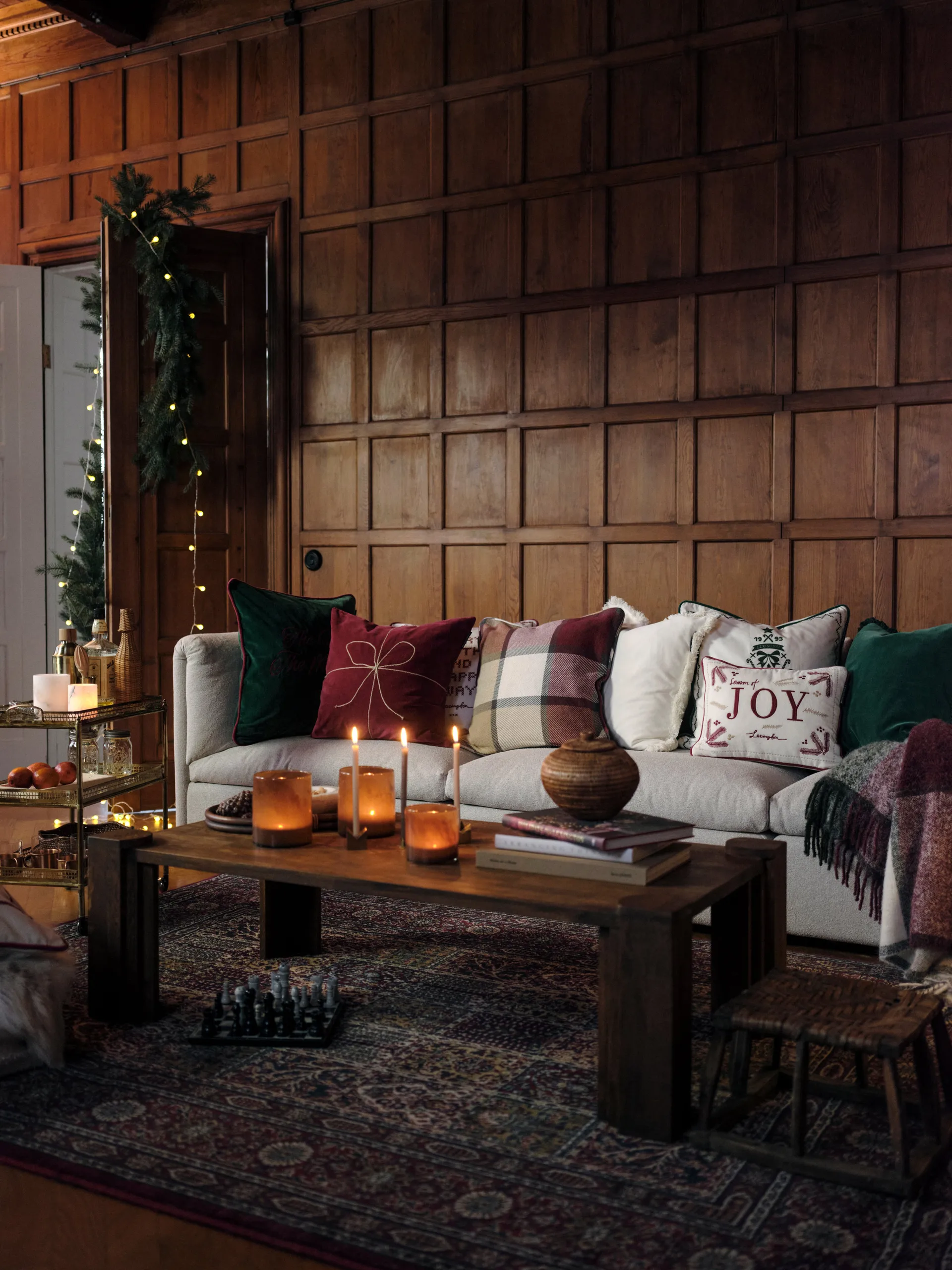 Μαξιλάρι Joy organic cotton velvet 30x40 εκ., Λευκό-κόκκινο Lexington