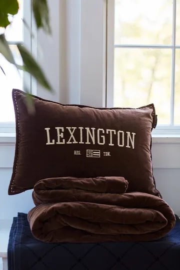 Logo Message Organic Cotton Velvet μαξιλάρι 40x60 εκ - Brown - Lexington