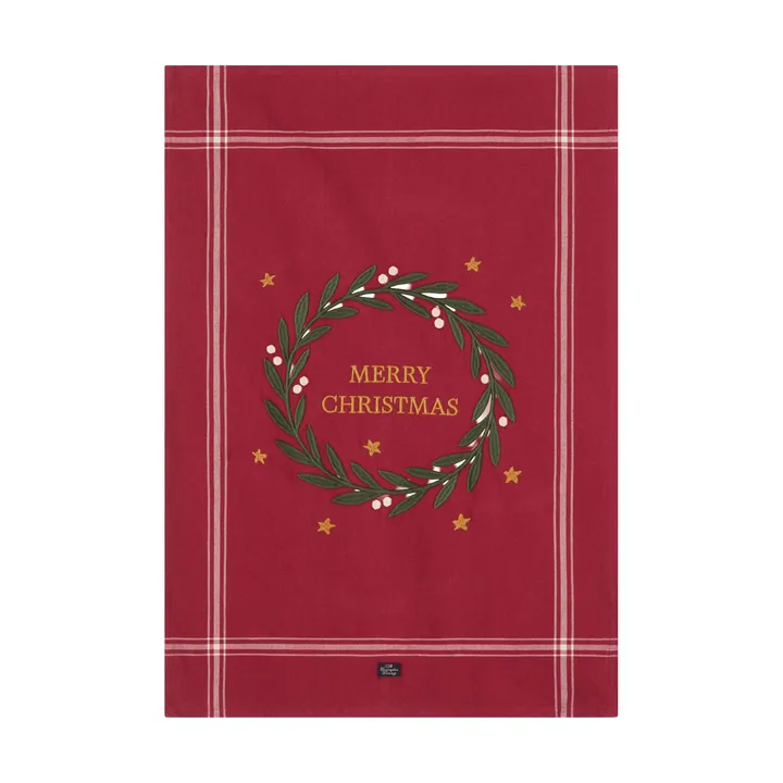 Merry Christmas Org Cotton πετσέτα κουζίνας 50x70 εκ. - Κόκκινο-ανοιχτό μπεζ - Lexington