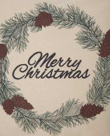 Merry Christmas Wool Mix Μαξιλαροθήκη, 50x50 εκ - Λευκό-πράσινο-μπεζ - Lexington