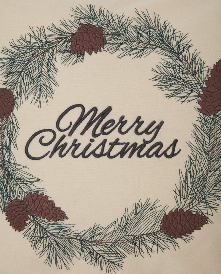 Merry Christmas Wool Mix Μαξιλαροθήκη, 50x50 εκ, Λευκό-πράσινο-μπεζ Lexington