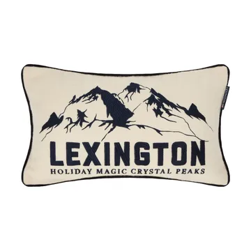 Mountains Logo μαξιλάρι διακοσμητικό από μίξη μαλλιού - Λευκό-σκούρο μπλε, 50x30 εκ. - Lexington