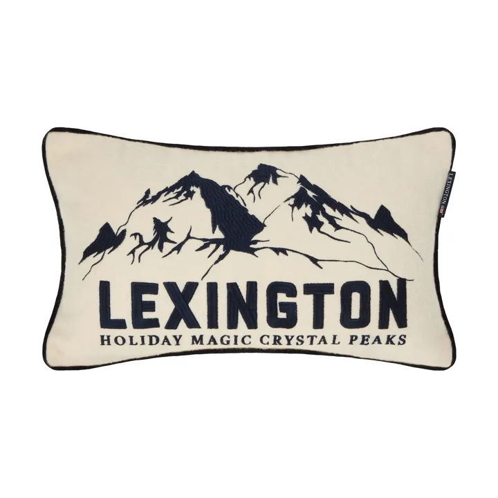 Mountains Logo μαξιλάρι διακοσμητικό από μίξη μαλλιού - Λευκό-σκούρο μπλε, 50x30 εκ. - Lexington