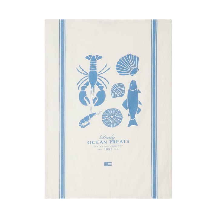 Πετσέτα κουζίνας Ocean treats printed Cotton 50x70 cm - White - Lexington