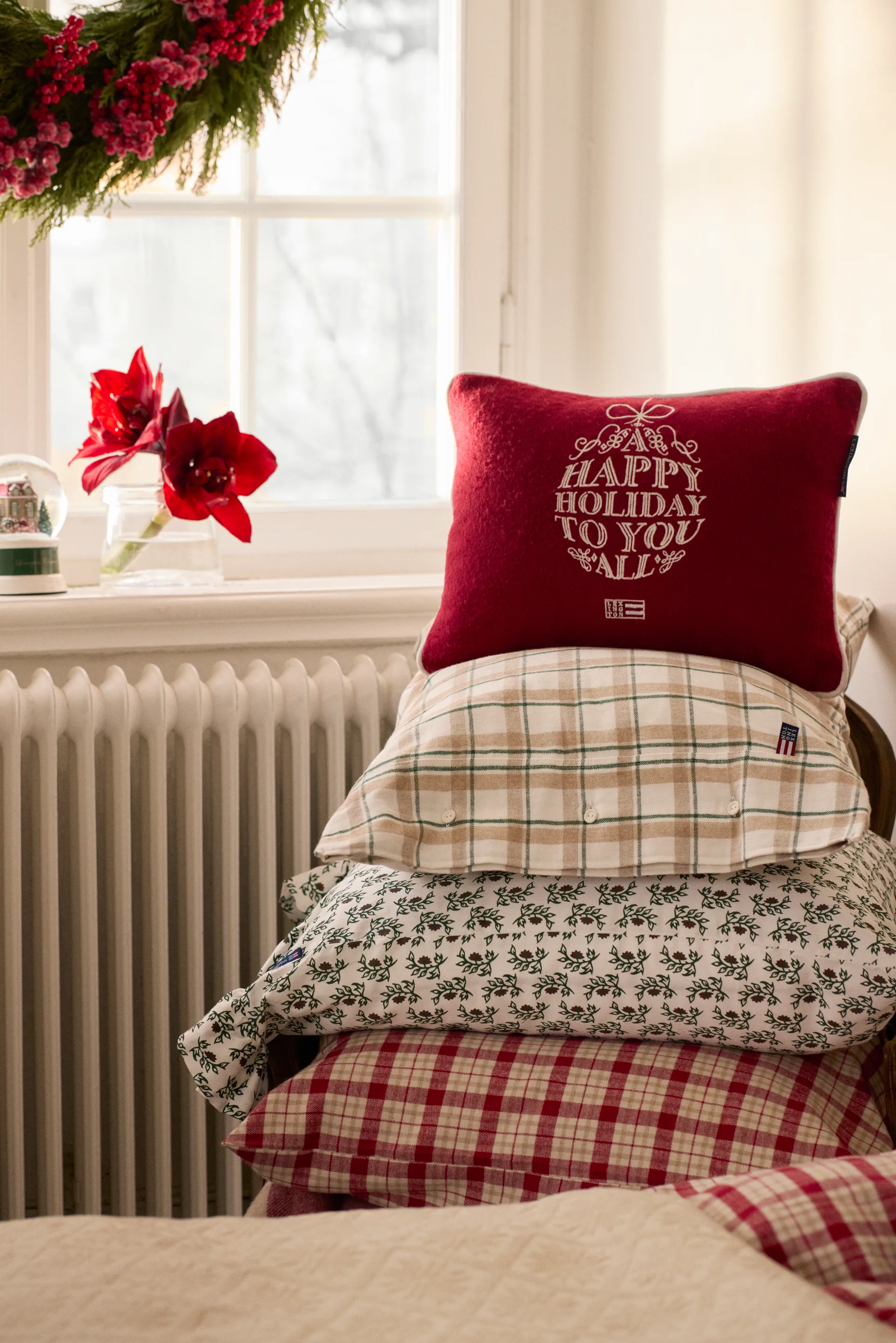 Ornament μείγμα μαλλιού μαξιλάρι 30x40 cm, Red-white Lexington