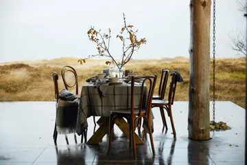 Pepita καρό βαμβακερό λινό τραπεζομάντιλο 150x250 cm - Σκούρο Γκρι-μπεζ - Lexington