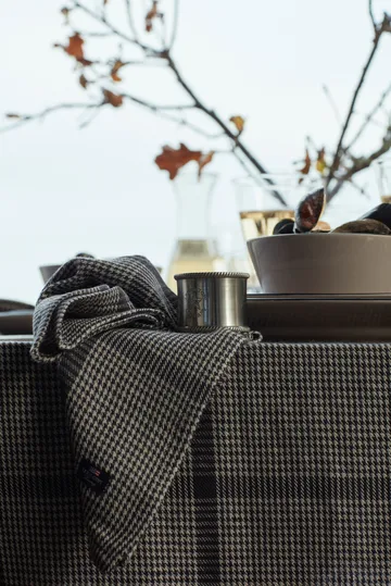 Pepita καρό βαμβακερό λινό τραπεζομάντιλο 150x250 cm - Σκούρο Γκρι-μπεζ - Lexington