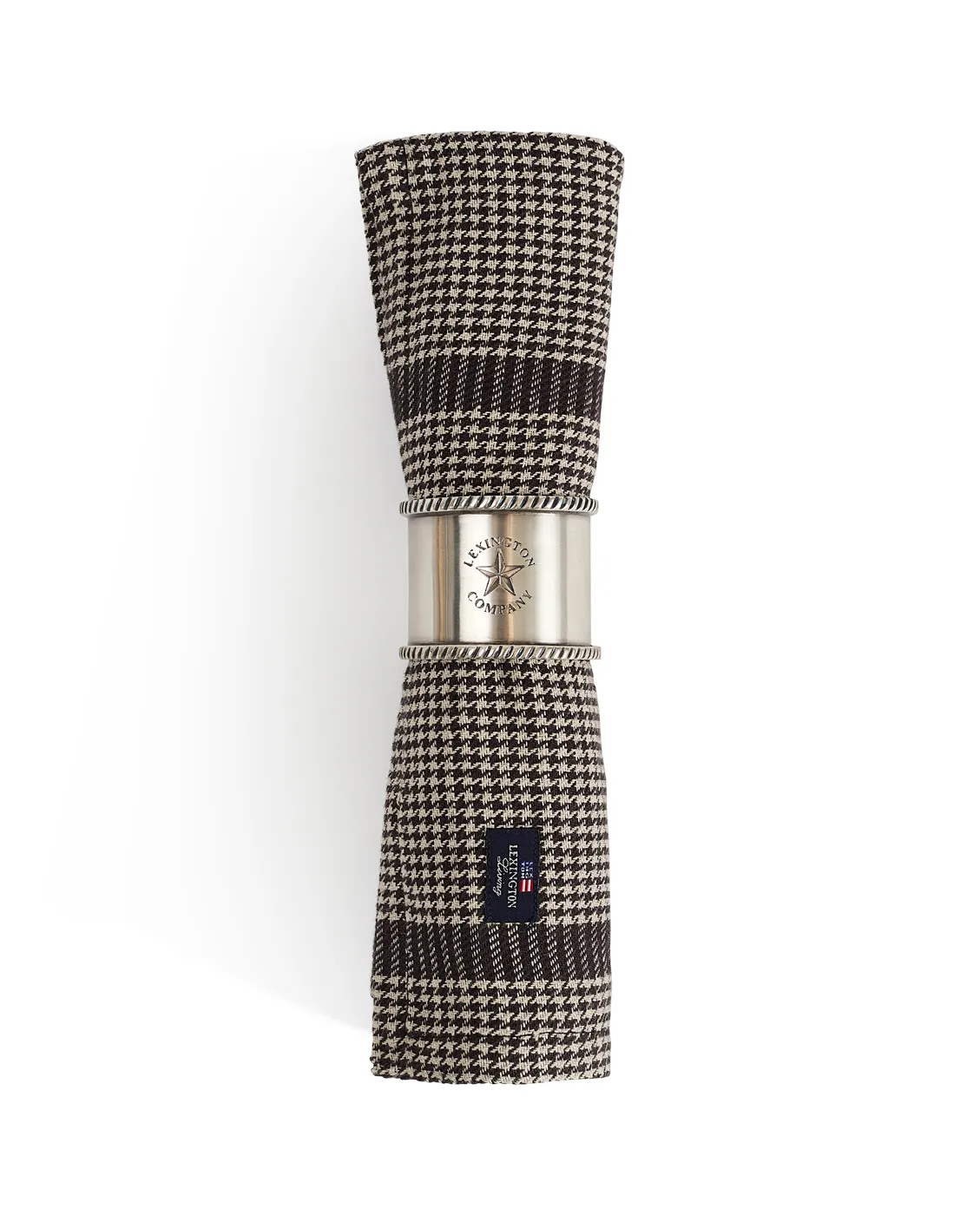 Pepita καρό βαμβακερή λινή υφασμάτινη πετσέτα 50x50 εκ., Σκούρο Γκρι-μπεζ Lexington