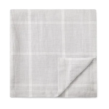 Pepita Check Cotton Linen tablecloth 150x350 εκ - Λευκό-ανοιχτό γκρι - Lexington