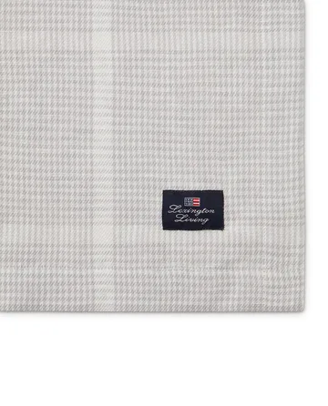 Pepita Check Cotton Linen tablecloth 150x350 εκ - Λευκό-ανοιχτό γκρι - Lexington