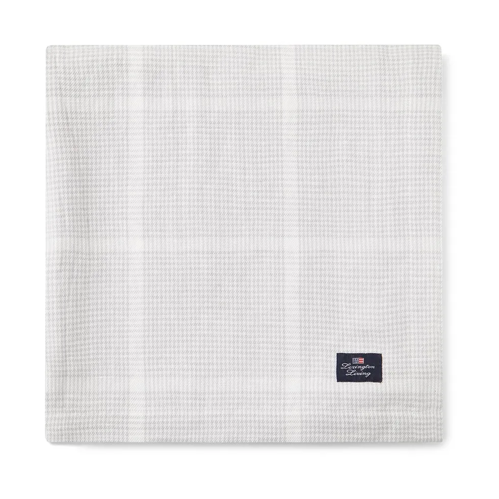 Pepita Check Cotton Linen tablecloth 180x180 εκ, Λευκό-ανοιχτό γκρι Lexington