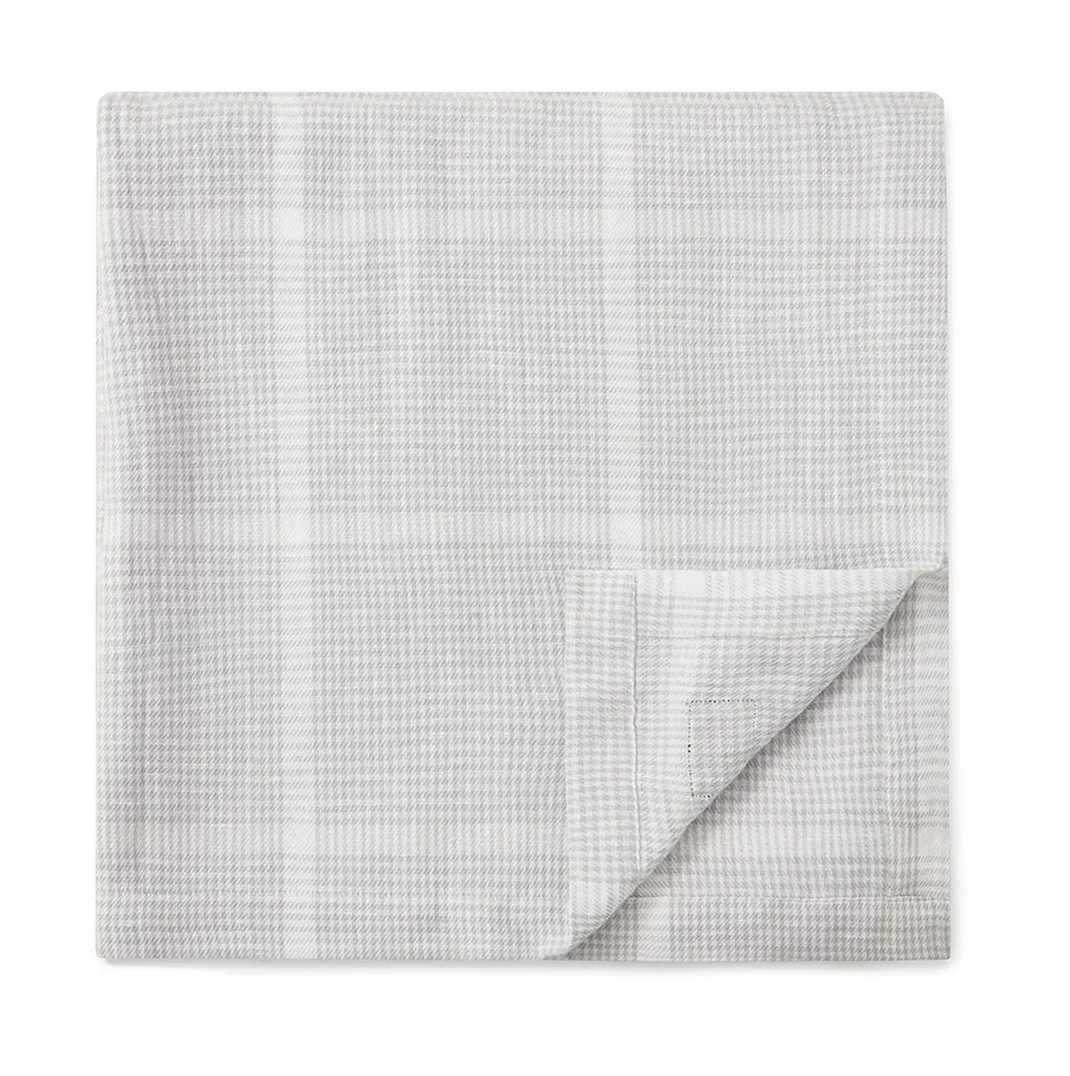 Pepita Check Cotton Linen tablecloth 180x180 εκ, Λευκό-ανοιχτό γκρι Lexington