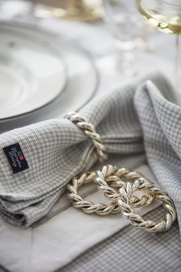 Pepita Check Cotton Linen tablecloth 180x180 εκ - Λευκό-ανοιχτό γκρι - Lexington