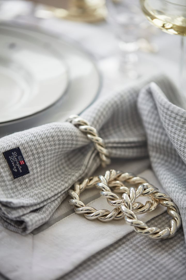 Pepita Check Cotton Linen tablecloth 180x180 εκ, Λευκό-ανοιχτό γκρι Lexington