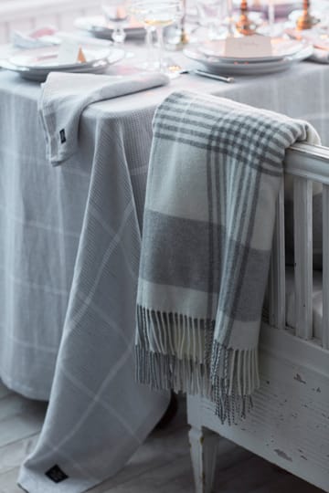 Pepita Check Cotton Linen tablecloth 180x180 εκ - Λευκό-ανοιχτό γκρι - Lexington
