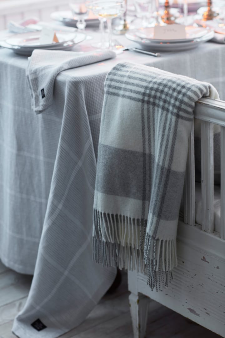 Pepita Check Cotton Linen tablecloth 180x180 εκ, Λευκό-ανοιχτό γκρι Lexington