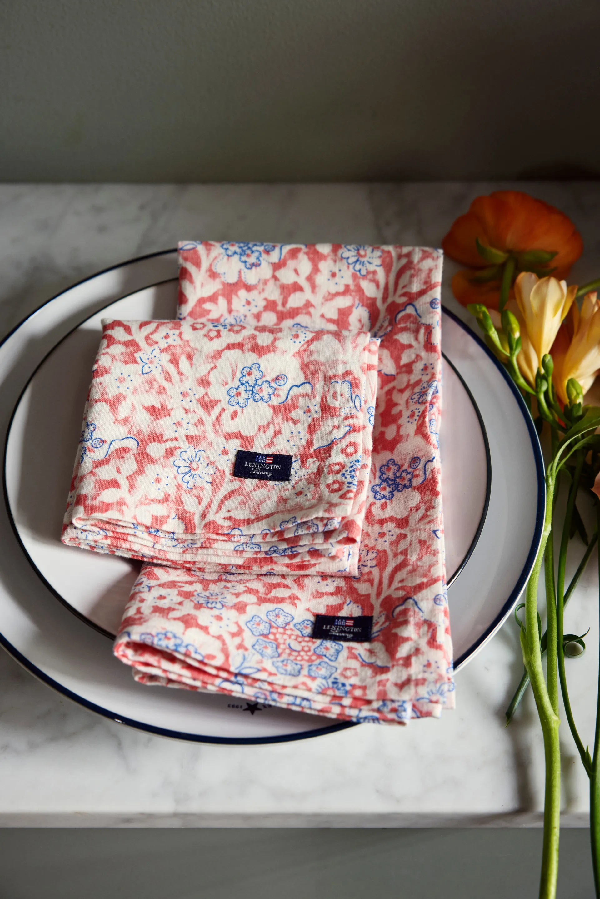 Υφασμάτινη πετσέτα Printed Flowers Recycled Cotton 150x250 cm, Coral Lexington