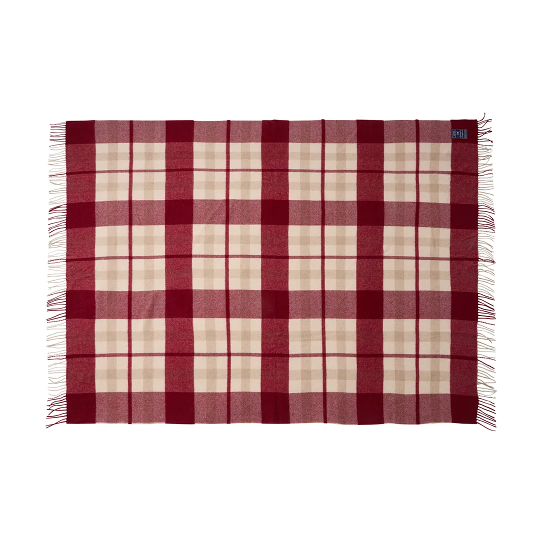 Red-beige Checked ανακυκλωμένο μαλλί ριχτάρι 130x170 cm, Red-beige Lexington