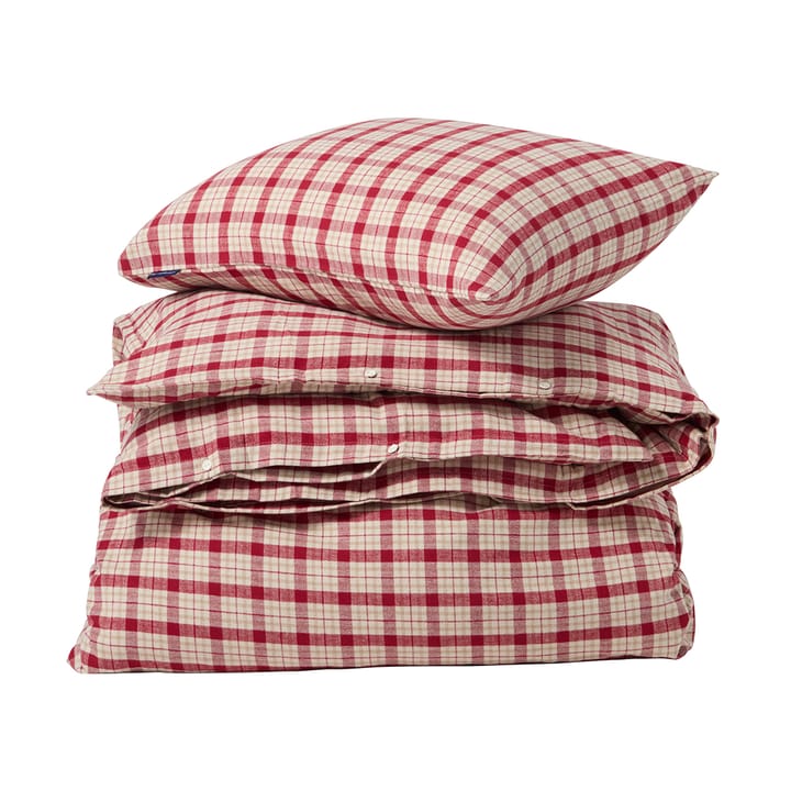Red-beige Checked βαμβακερό φανέλα σετ κρεβατιού 2 τεμ - 50x60 cm, 150x210 cm - Lexington