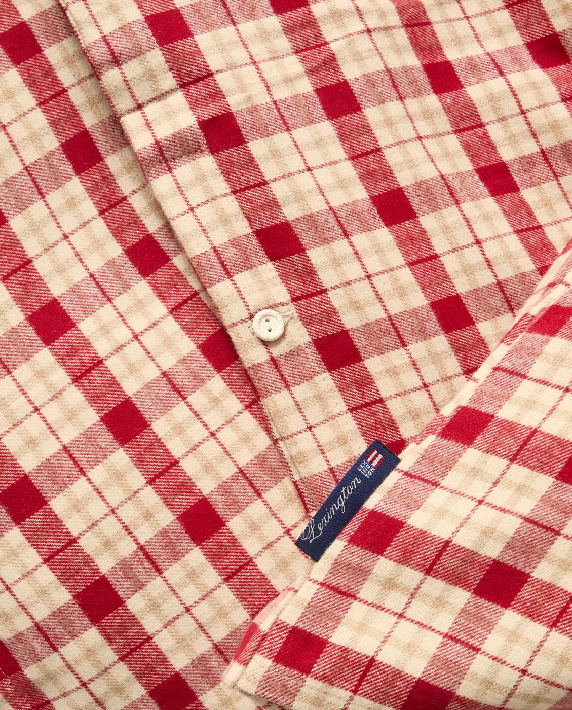 Red-beige Checked βαμβακερό φανέλα σετ κρεβατιού 2 τεμ, 50x60 cm, 150x210 cm Lexington