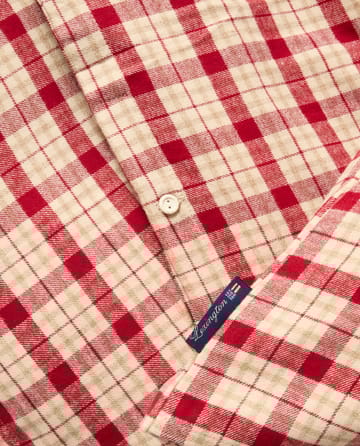 Red-beige Checked βαμβακερό φανέλα σετ κρεβατιού 2 τεμ - 50x60 cm, 150x210 cm - Lexington