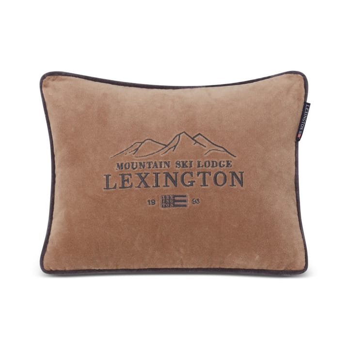 Ski Lodge Organic Cotton Velvet Μαξιλάρι, 30x40 εκ, μπεζ-σκούρο γκρι Lexington