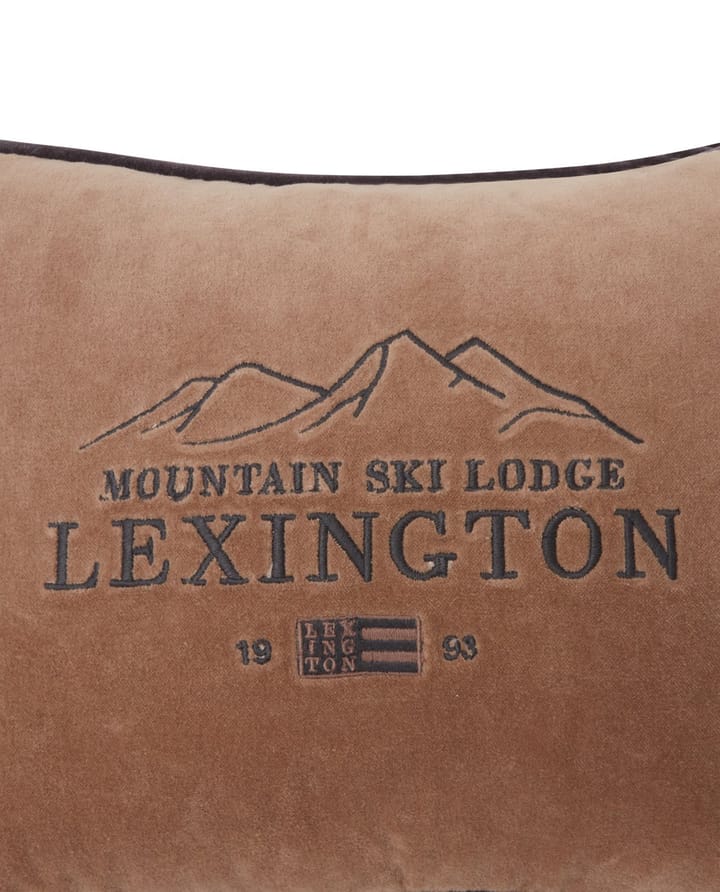 Ski Lodge Organic Cotton Velvet Μαξιλάρι, 30x40 εκ, μπεζ-σκούρο γκρι Lexington