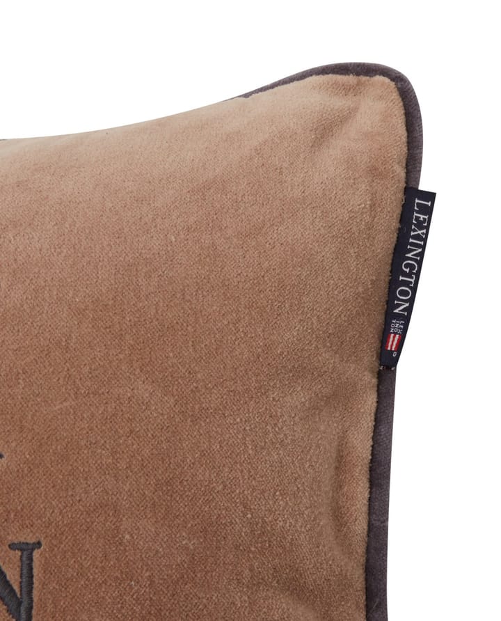 Ski Lodge Organic Cotton Velvet Μαξιλάρι, 30x40 εκ, μπεζ-σκούρο γκρι Lexington