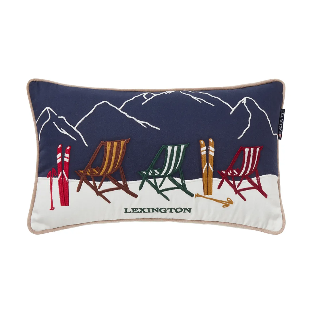 Ski resort οικολογικό βαμβάκι twill μαξιλάρι 30x50 cm, White-Dark blue Lexington