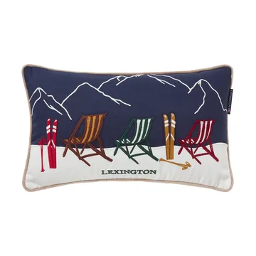Ski resort οικολογικό βαμβάκι twill μαξιλάρι 30x50 cm - White-Dark blue - Lexington