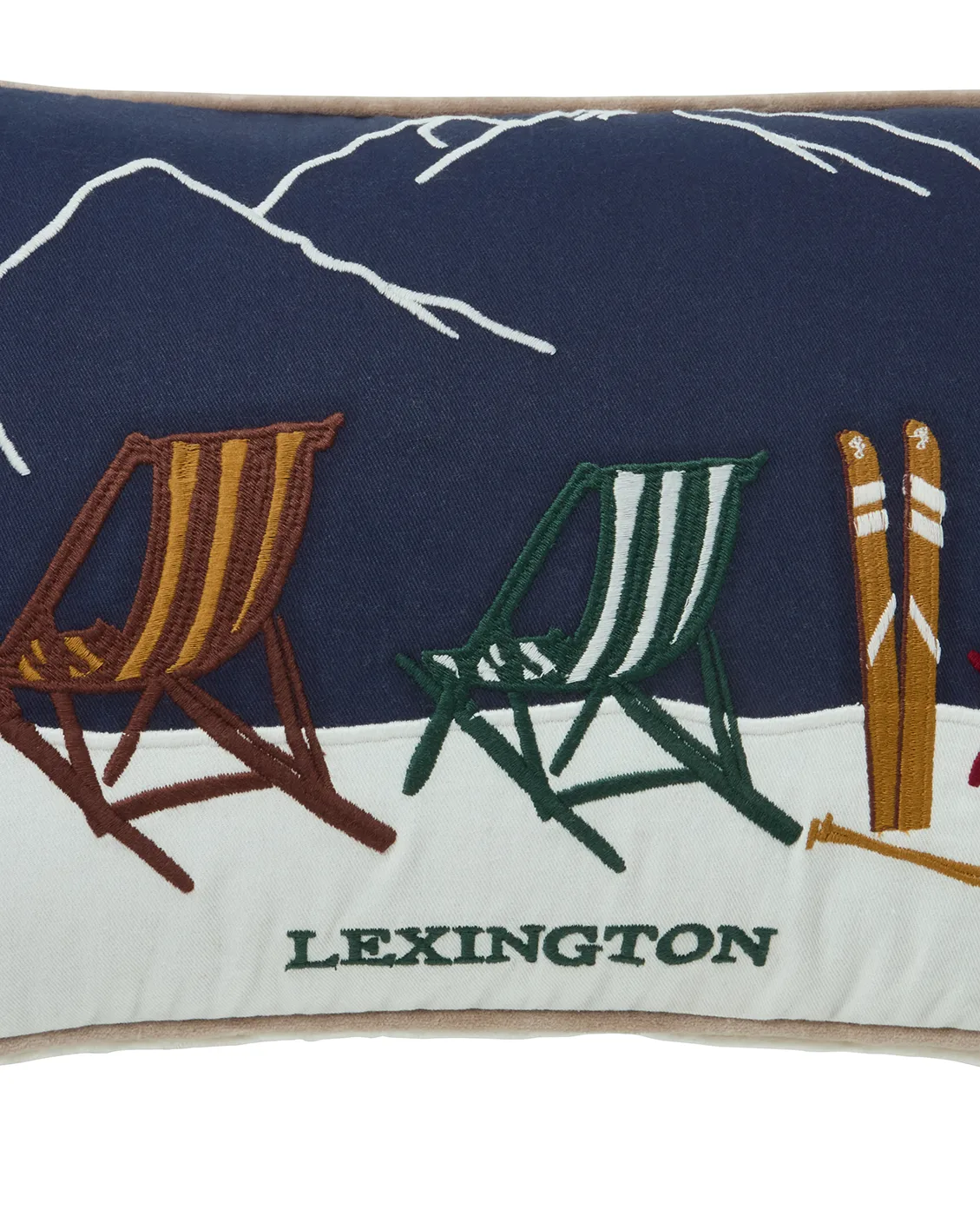 Ski resort οικολογικό βαμβάκι twill μαξιλάρι 30x50 cm, White-Dark blue Lexington